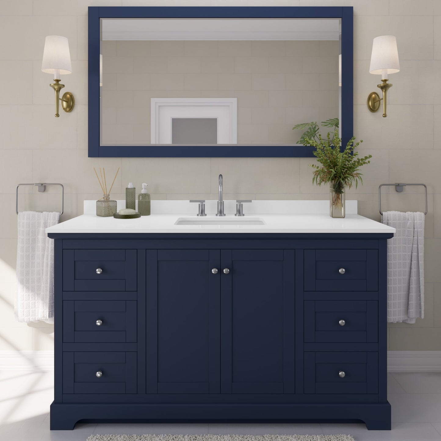 Avery Bathroom Vanity with Countertop 60 inch Single Sink 3-hole Faucet Setup
