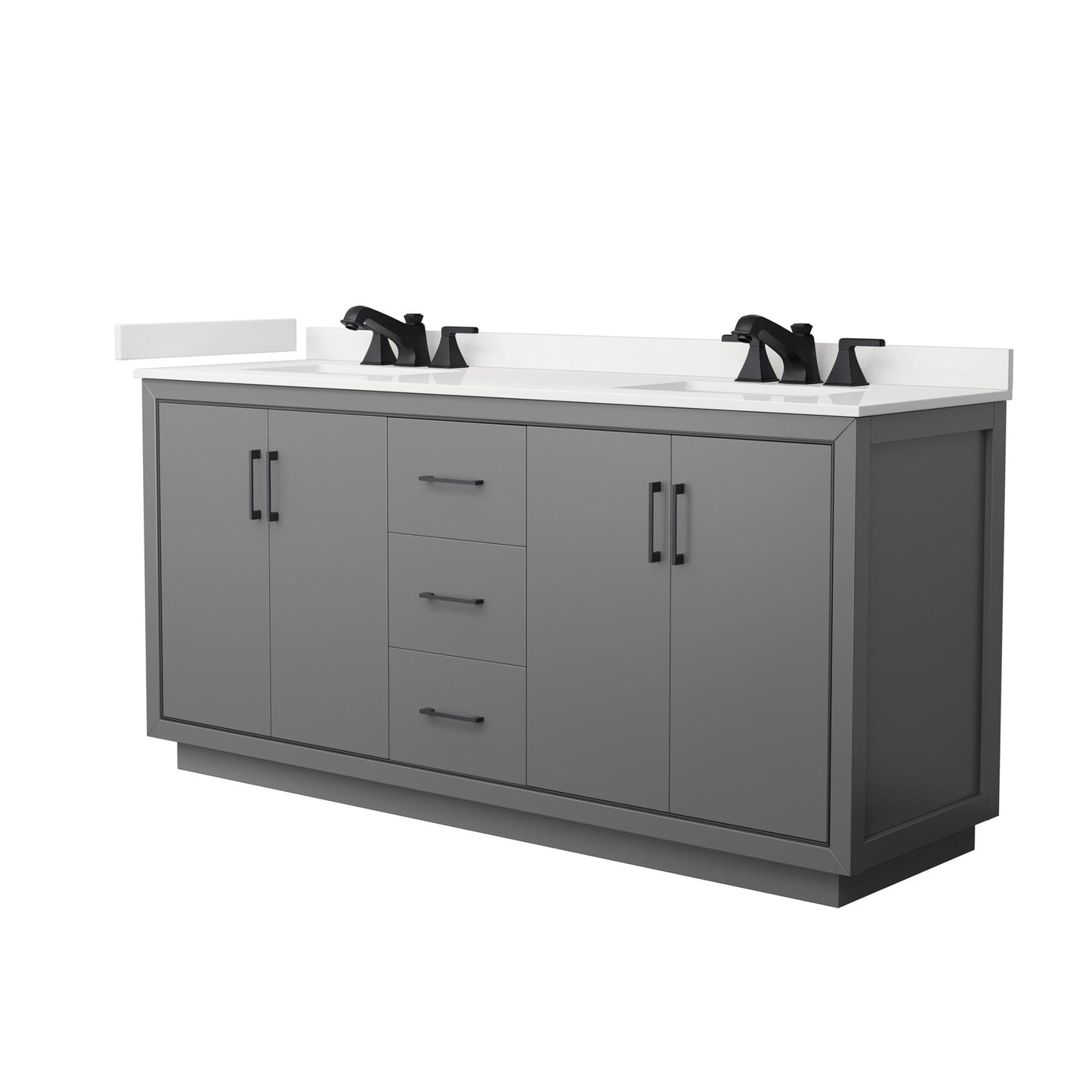 Icon Bathroom Vanity with Countertop 72 inch Double Sink 3-hole Faucet Setup