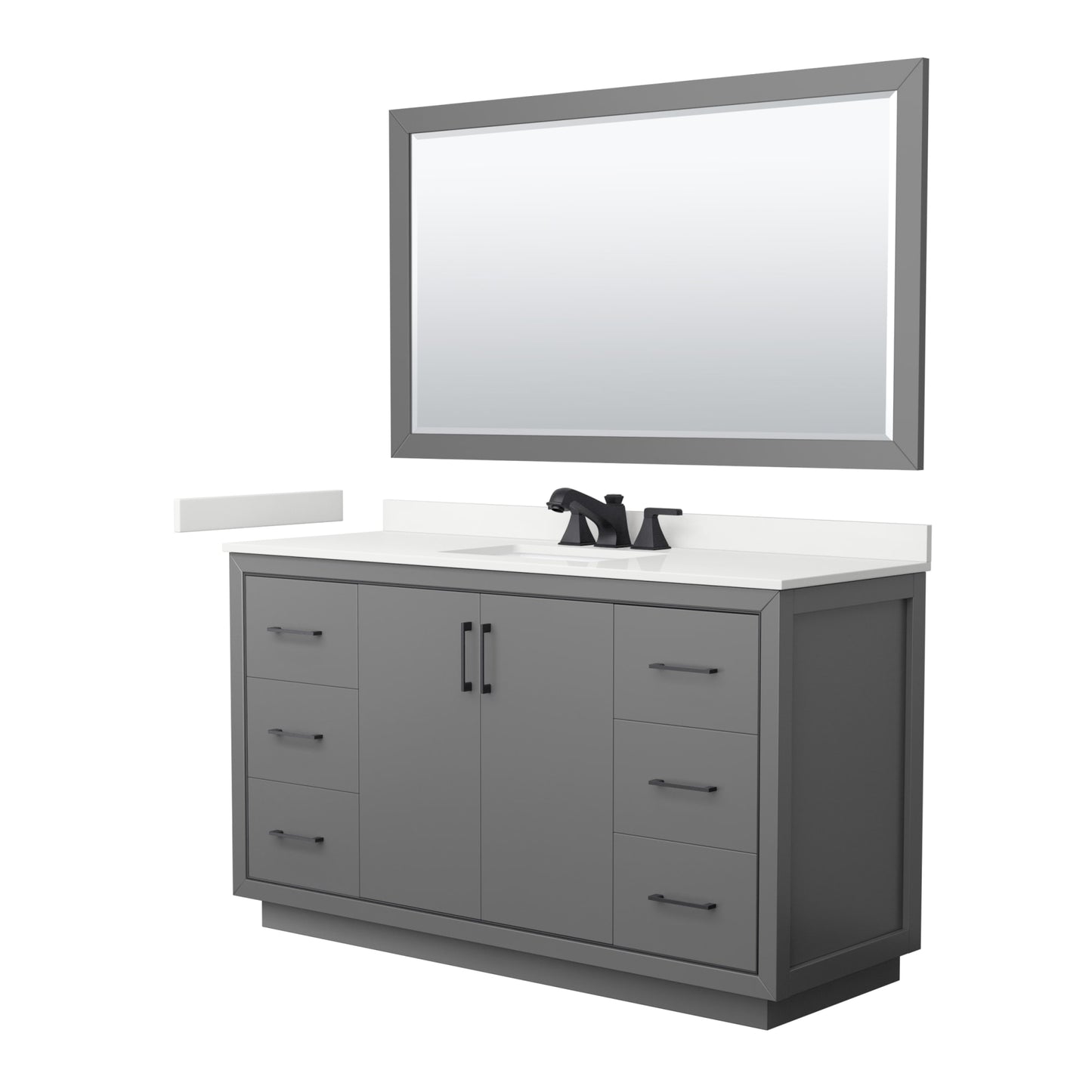 Icon Bathroom Vanity with Countertop 60 inch Single Sink 3-hole Faucet Setup