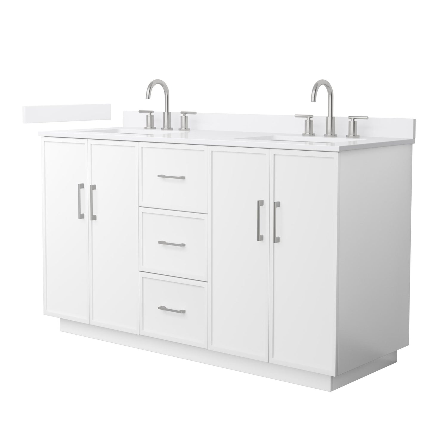 Elan TK Bathroom Vanity with Countertop 60 inch Double Sink 3-hole Faucet Setup