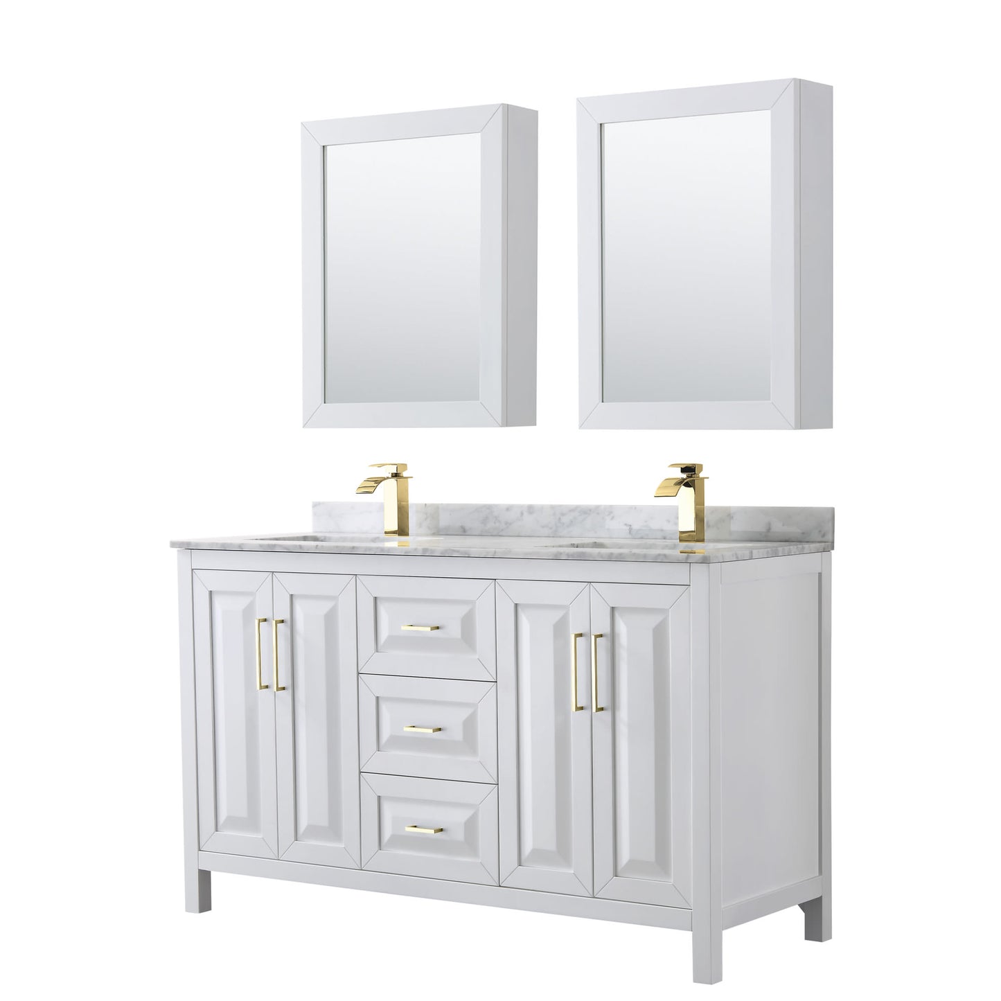 Daria Bathroom Vanity with Countertop 60 inch Double Sink Single hole Faucet Setup