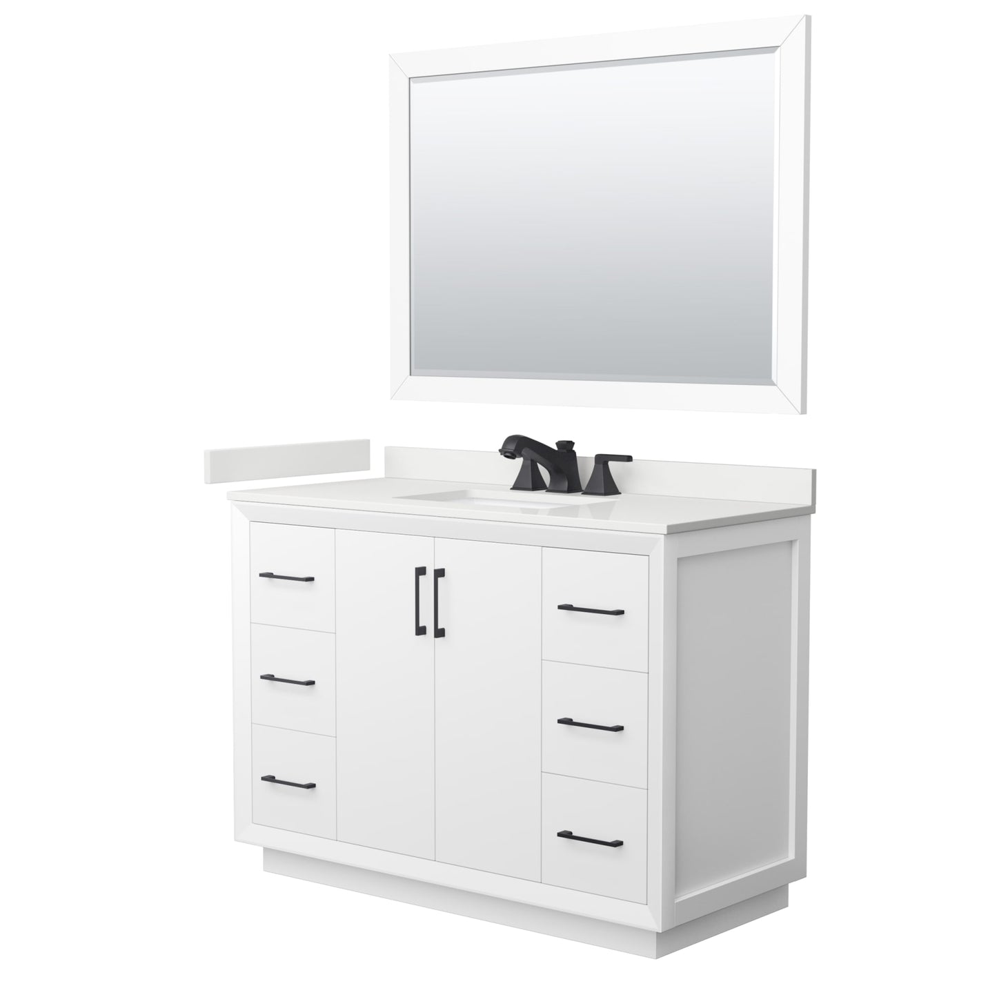 Strada Bathroom Vanity with Countertop 48 inch Single Sink 3-hole Faucet Setup