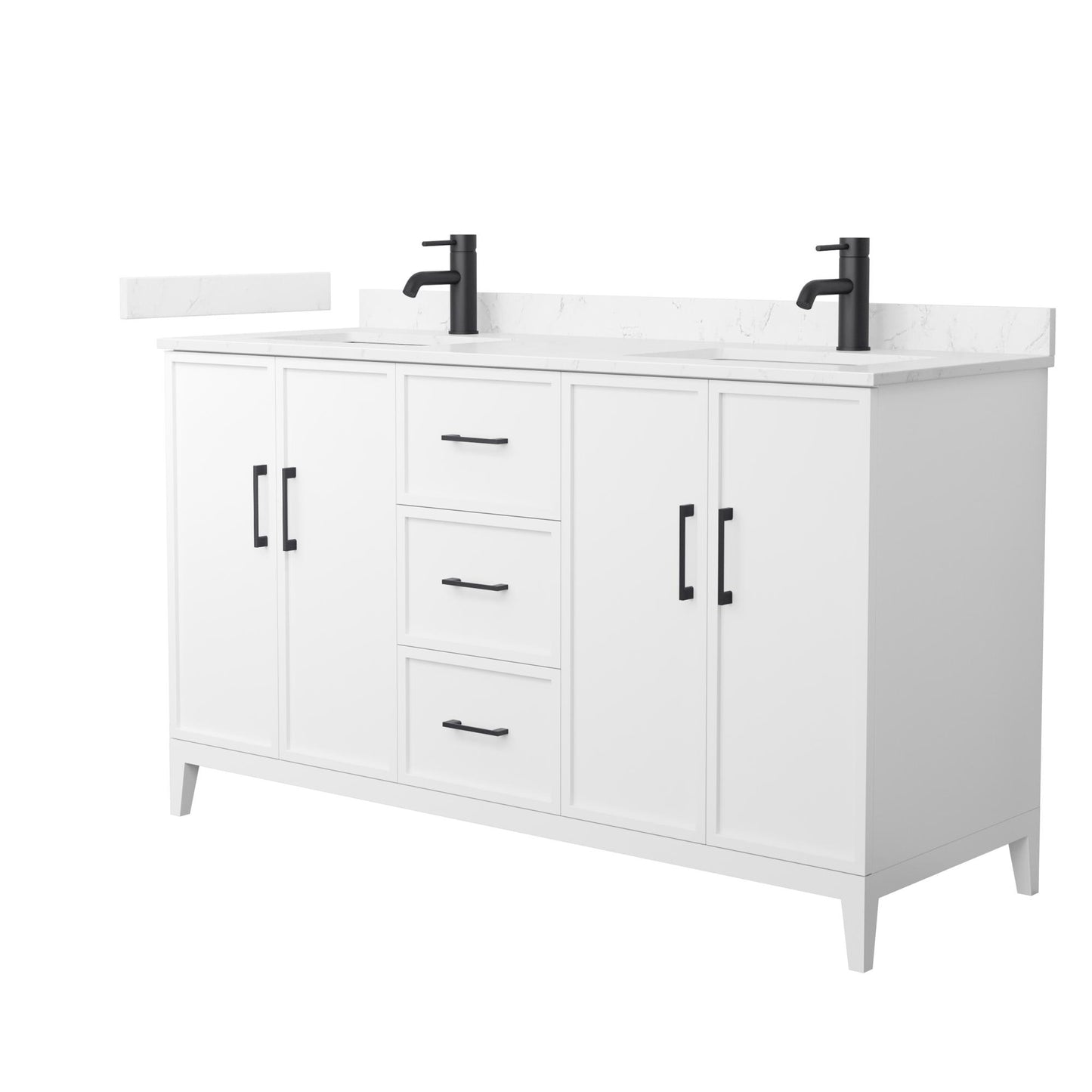 Elan Bathroom Vanity with Countertop 60 inch Double Sink Single hole Faucet Setup