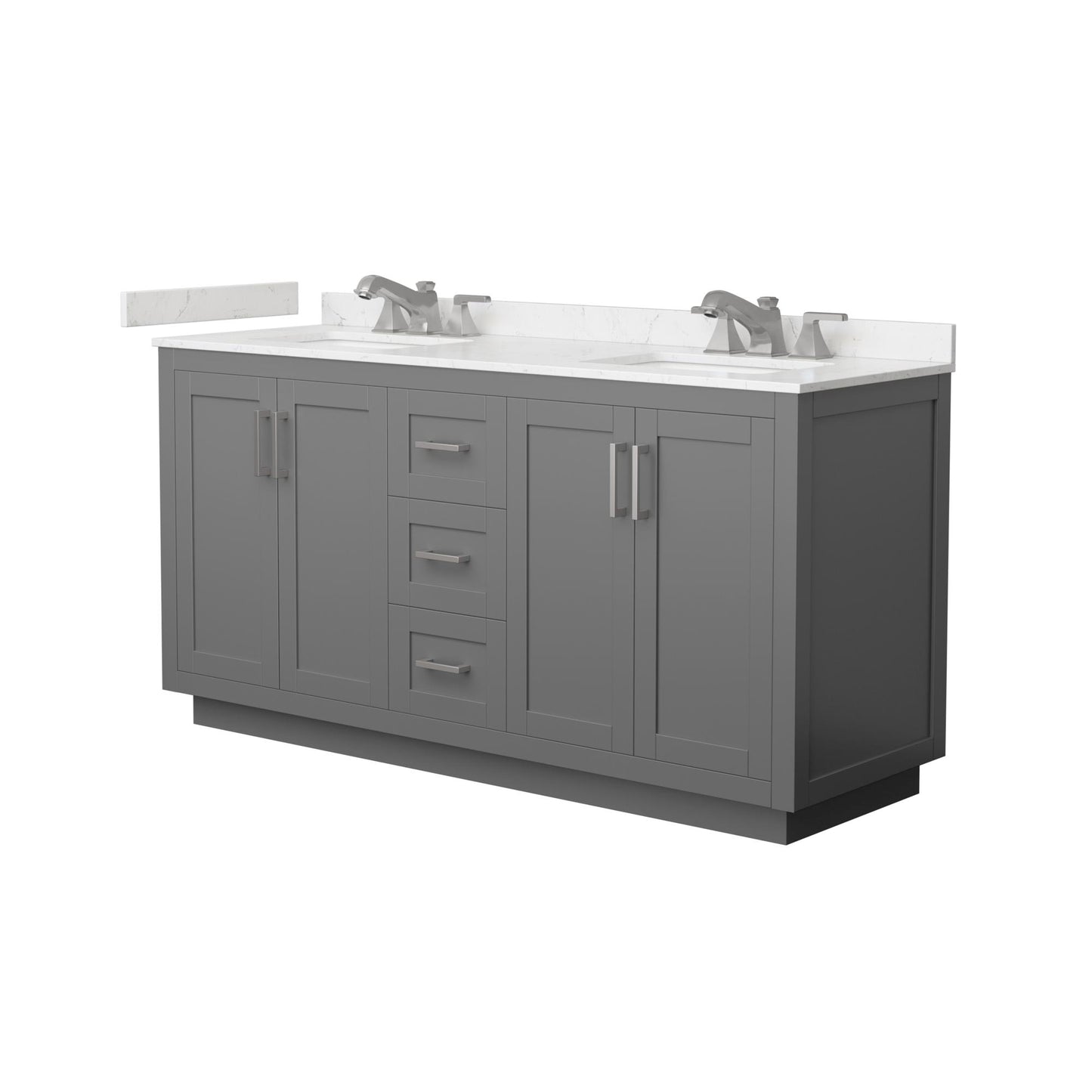 Miranda Bathroom Vanity with Countertop 66 inch Double Sink 3-hole Faucet Setup