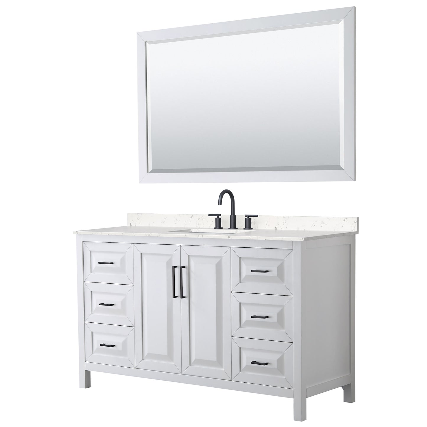 Daria Bathroom Vanity with Countertop 60 inch Single Sink 3-hole Faucet Setup