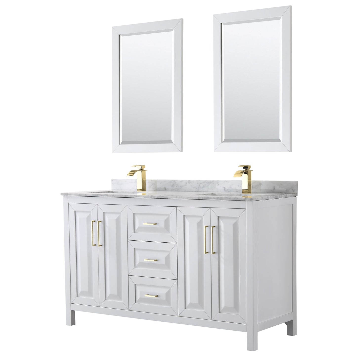 Daria Bathroom Vanity with Countertop 60 inch Double Sink Single hole Faucet Setup