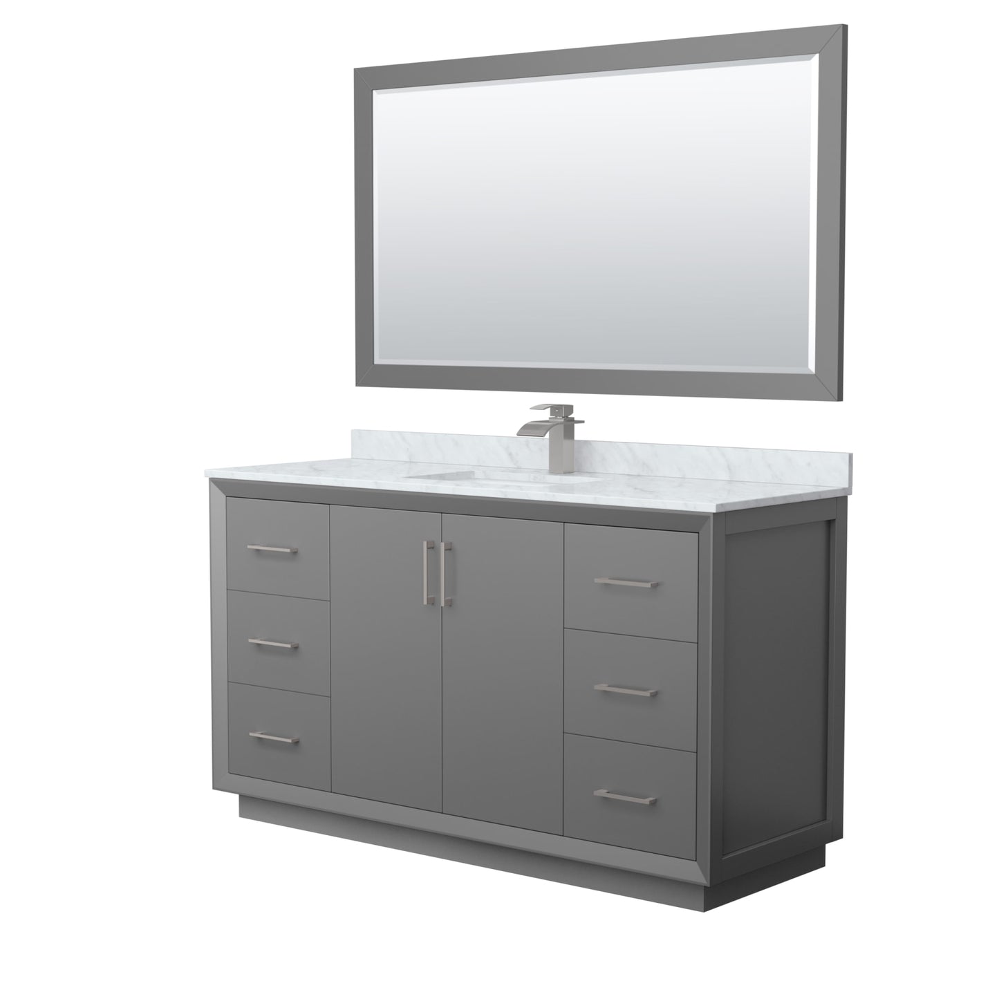 Strada Bathroom Vanity with Countertop 60 inch Single Sink Single hole Faucet Setup