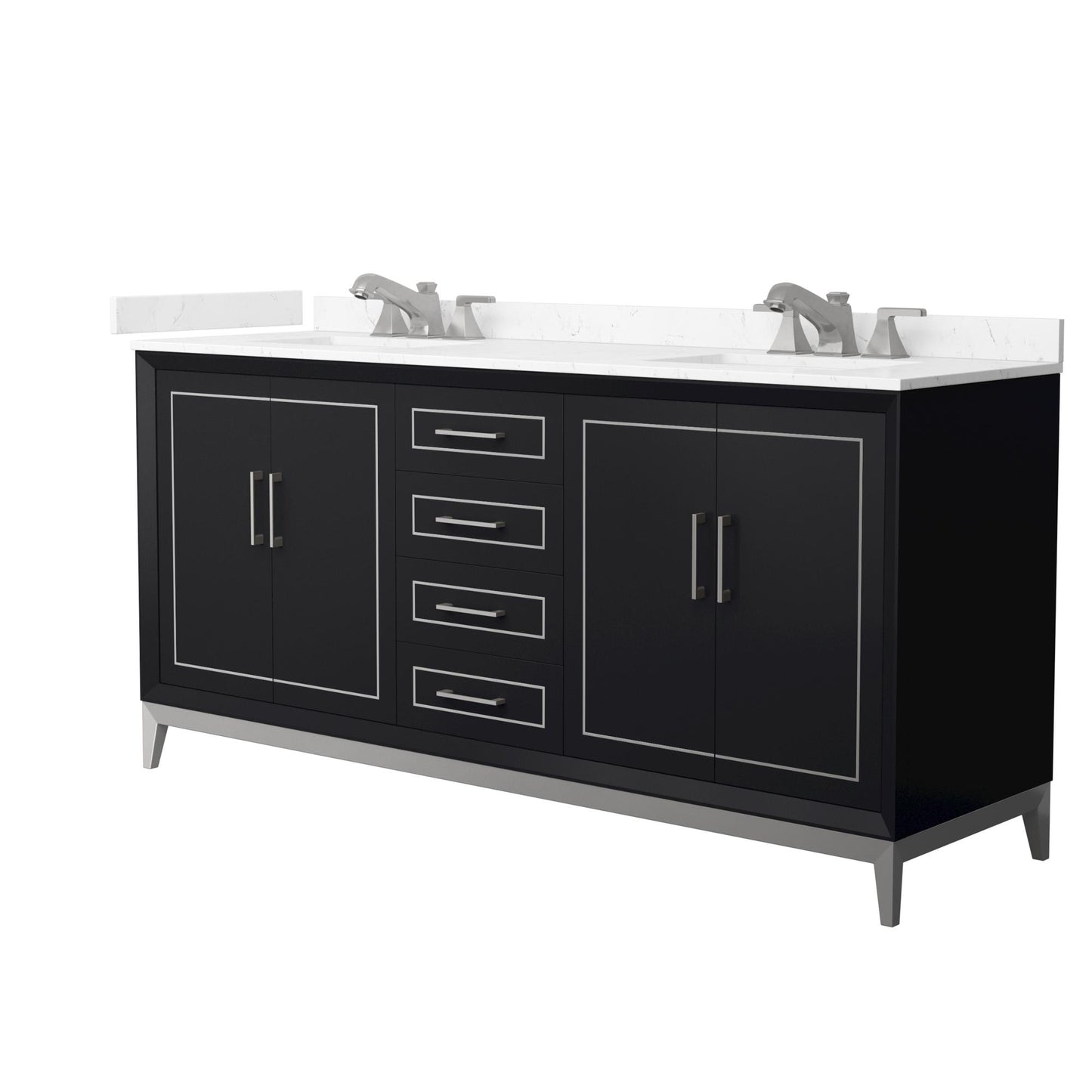 Marlena Bathroom Vanity with Countertop 72 inch Double Sink 3-hole Faucet Setup
