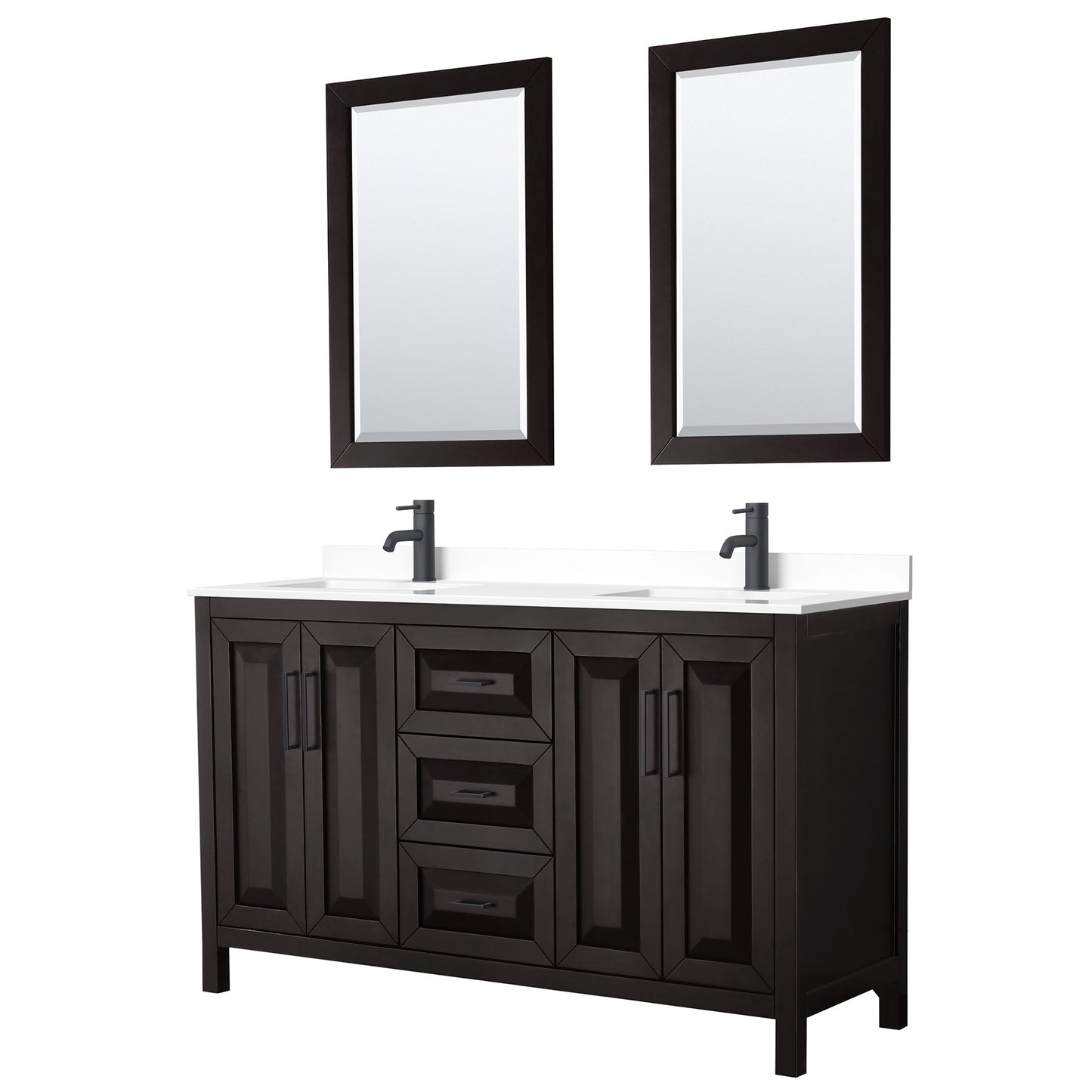 Daria Bathroom Vanity with Countertop 60 inch Double Sink Single hole Faucet Setup