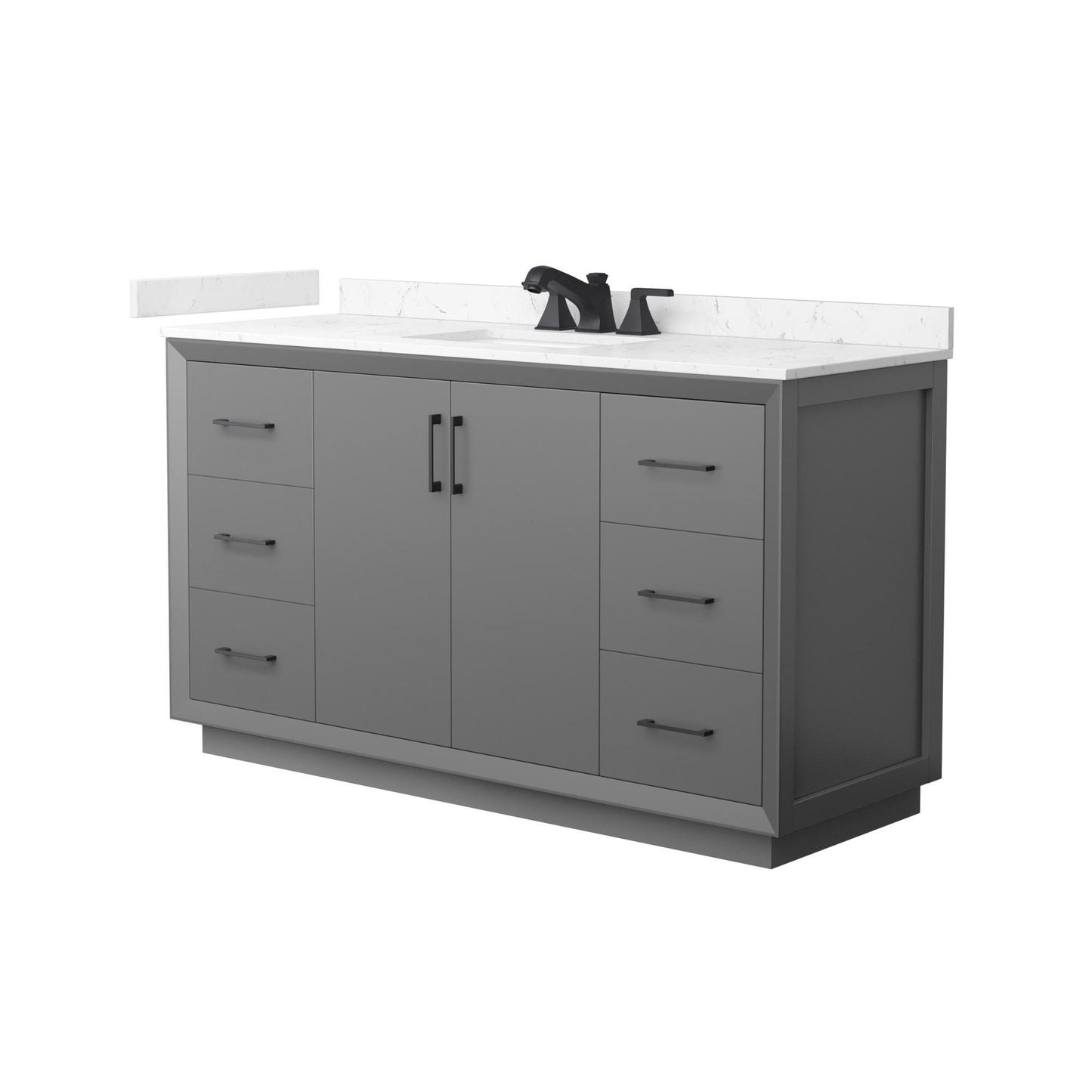 Strada Bathroom Vanity with Countertop 60 inch Single Sink 3-hole Faucet Setup
