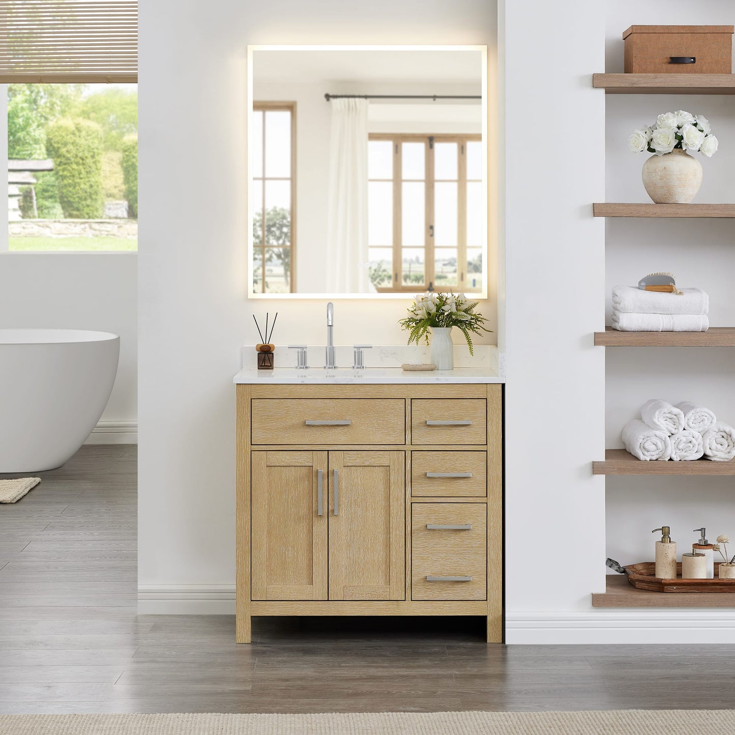 Beckett Bathroom Vanity with Countertop 36 inch Single Sink 3-hole Faucet Setup