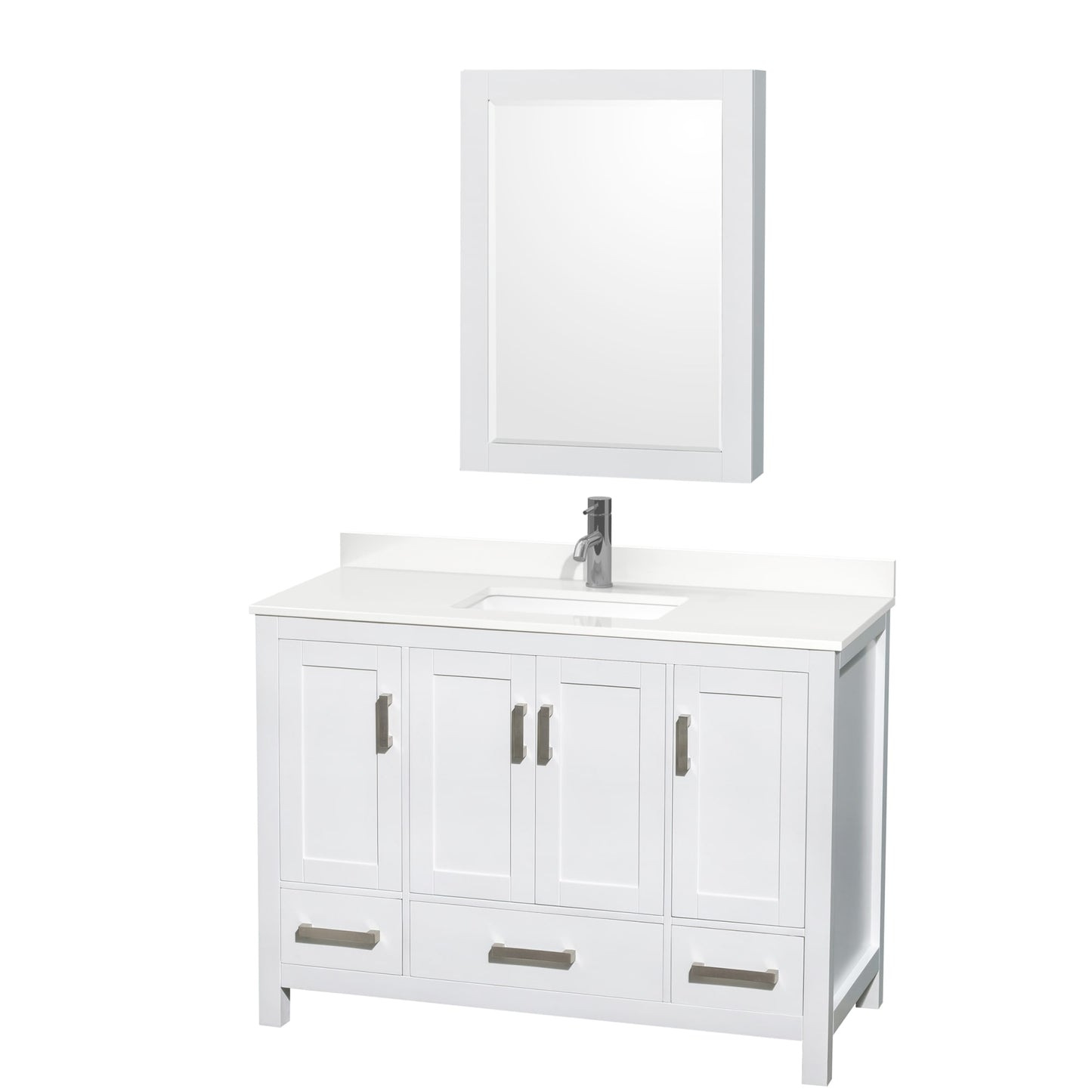 Sheffield Bathroom Vanity with Countertop 48 inch Single Sink Single hole Faucet Setup