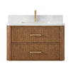 Custom image for Toasted Walnut with Satin Bronze Trim / White Quartz / No Mirror