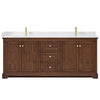 Custom image for Dark Walnut with Brushed Gold Trim / White Cultured Marble / No Mirror