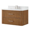 Custom image for Toasted Walnut with Brushed Nickel Trim / White Quartz / No Mirror
