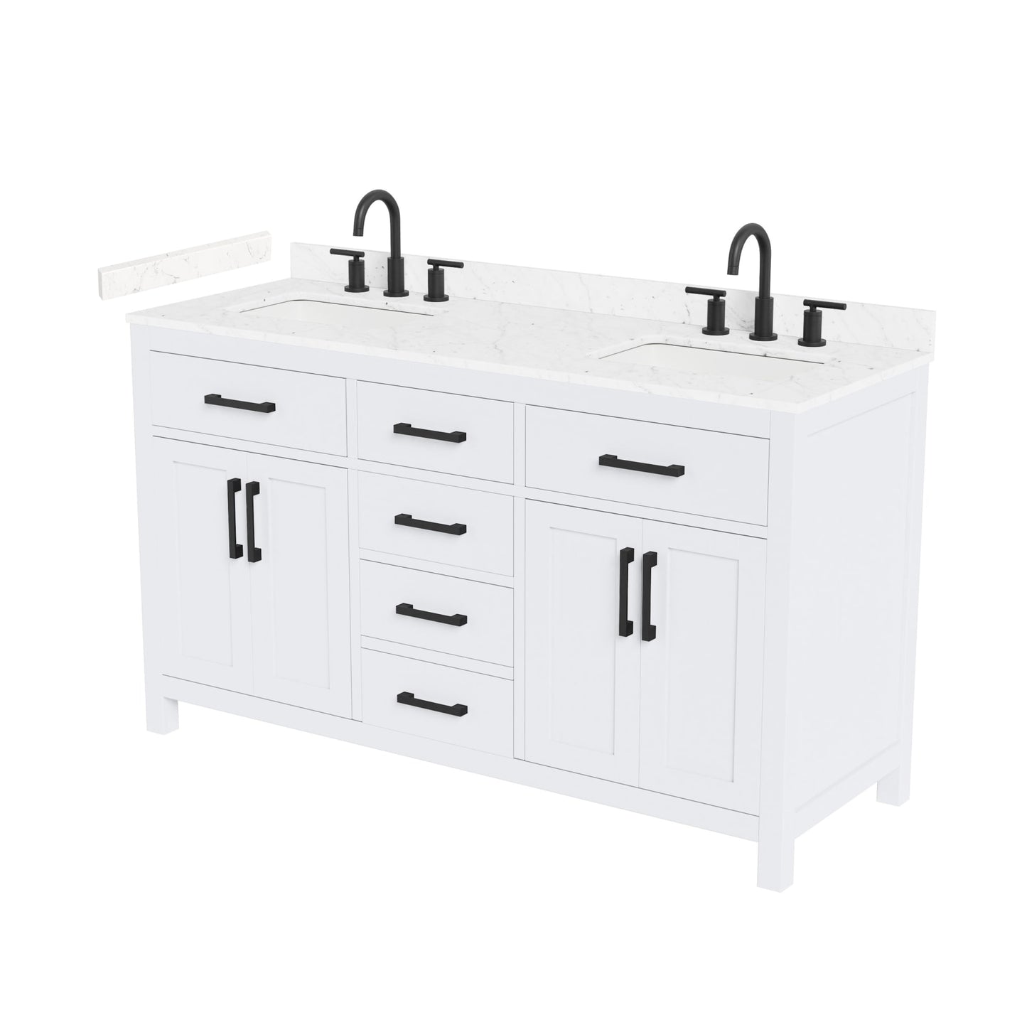 Beckett Bathroom Vanity with Countertop 60 inch Double Sink 3-hole Faucet Setup