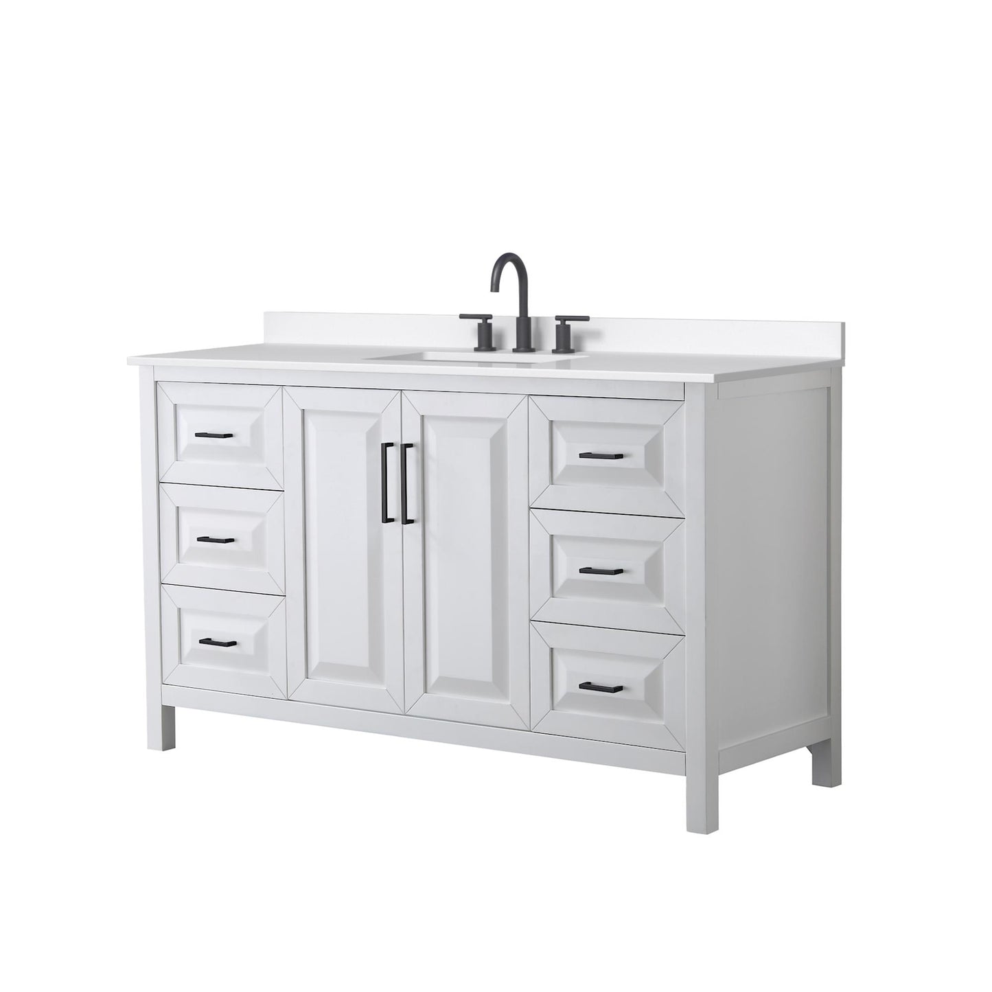 Daria Bathroom Vanity with Countertop 60 inch Single Sink 3-hole Faucet Setup