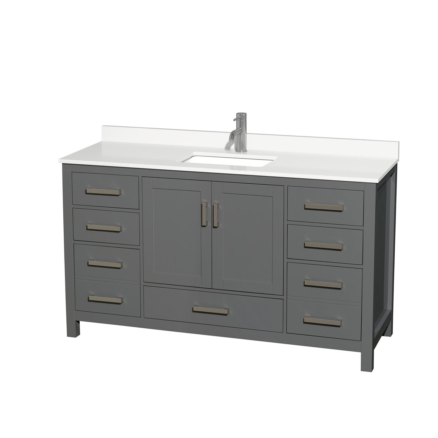 Sheffield Bathroom Vanity with Countertop 60 inch Single Sink Single hole Faucet Setup