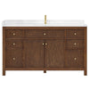 Custom image for Dark Walnut with Brushed Gold Trim / White Cultured Marble / No Mirror