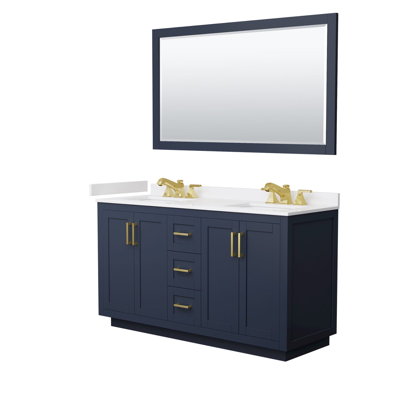 Miranda Bathroom Vanity with Countertop 60 inch Double Sink 3-hole Faucet Setup