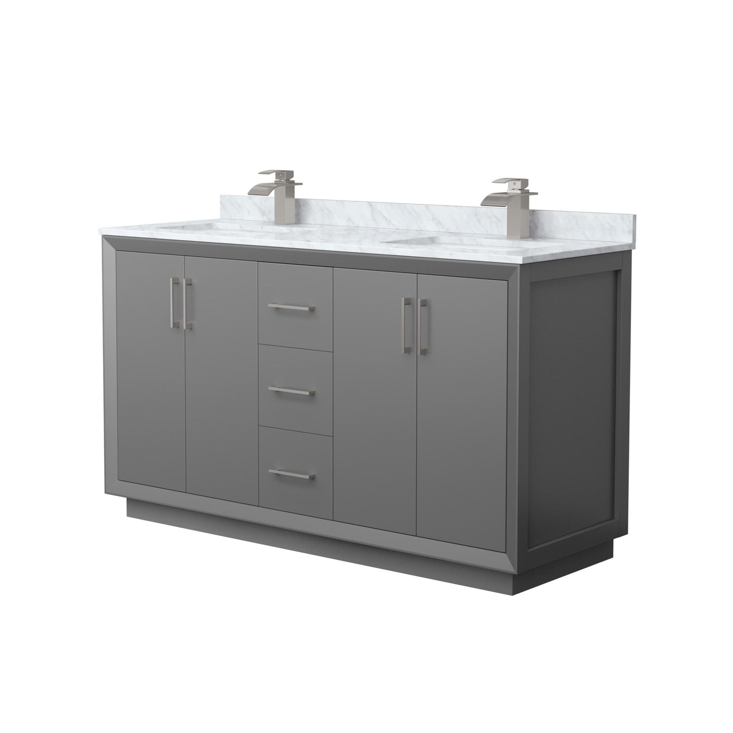 Strada Bathroom Vanity with Countertop 60 inch Double Sink Single hole Faucet Setup