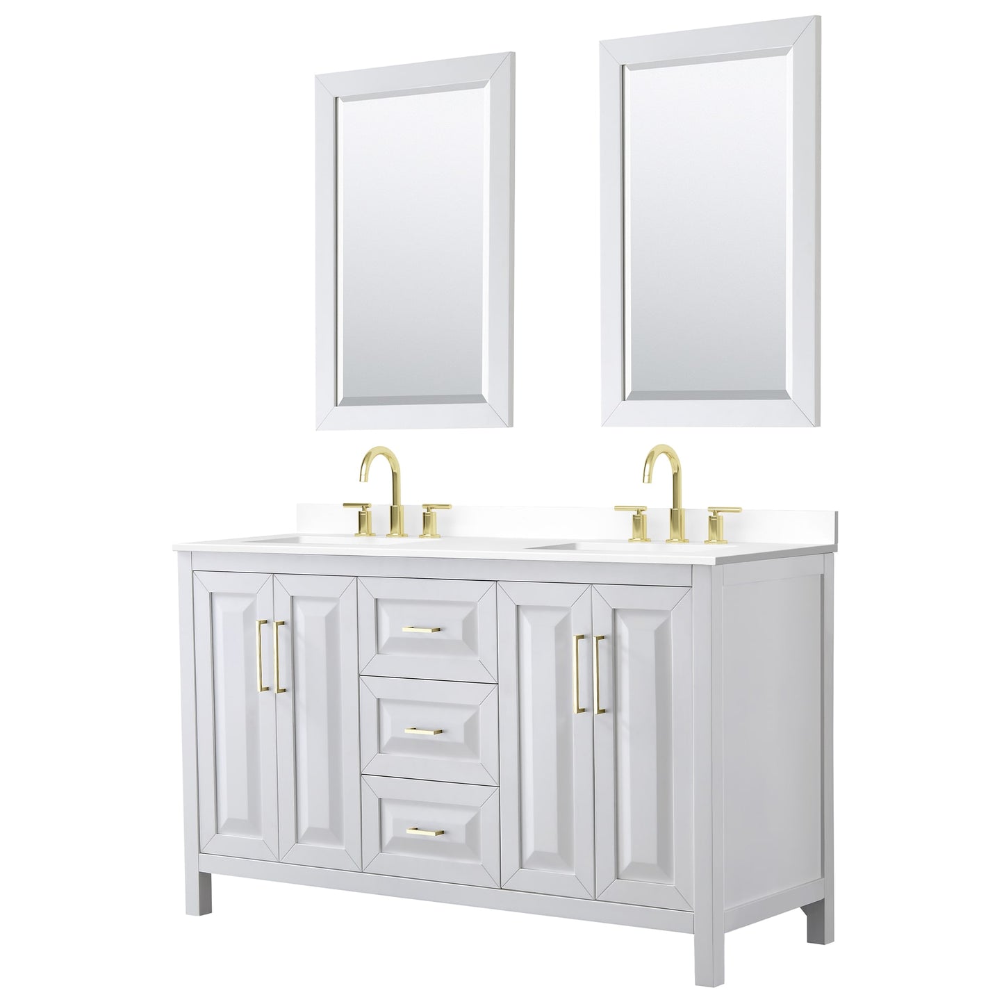Daria Bathroom Vanity with Countertop 60 inch Double Sink 3-hole Faucet Setup