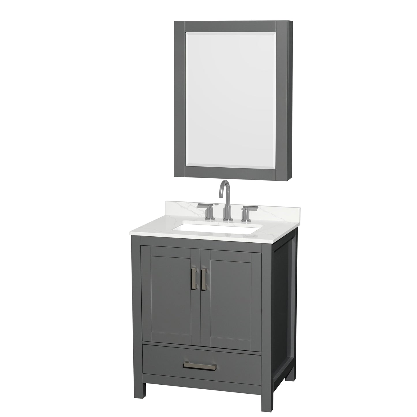 Sheffield Bathroom Vanity with Countertop 30 inch Single Sink 3-hole Faucet Setup