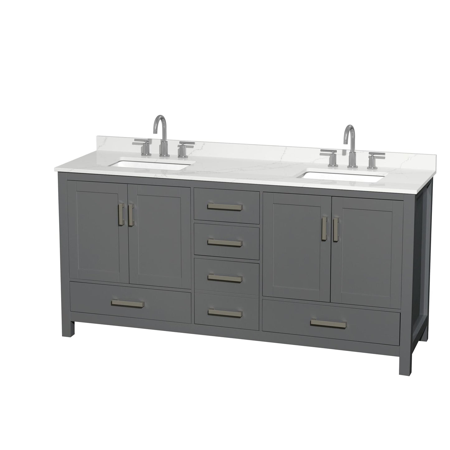 Sheffield Bathroom Vanity with Countertop 72 inch Double Sink 3-hole Faucet Setup