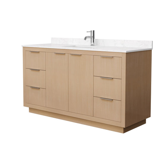 Maroni Bathroom Vanity with Countertop 60 inch Single Sink Single hole Faucet Setup