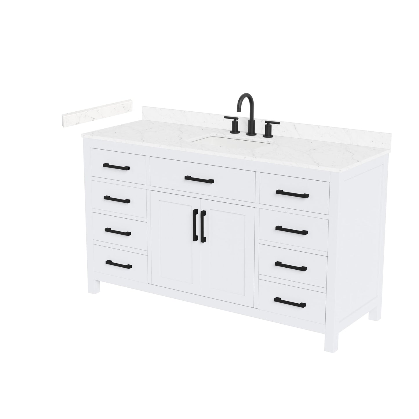 Beckett Bathroom Vanity with Countertop 60 inch Single Sink 3-hole Faucet Setup