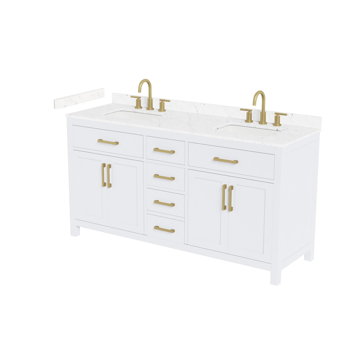 Beckett Bathroom Vanity with Countertop 66 inch Double Sink 3-hole Faucet Setup
