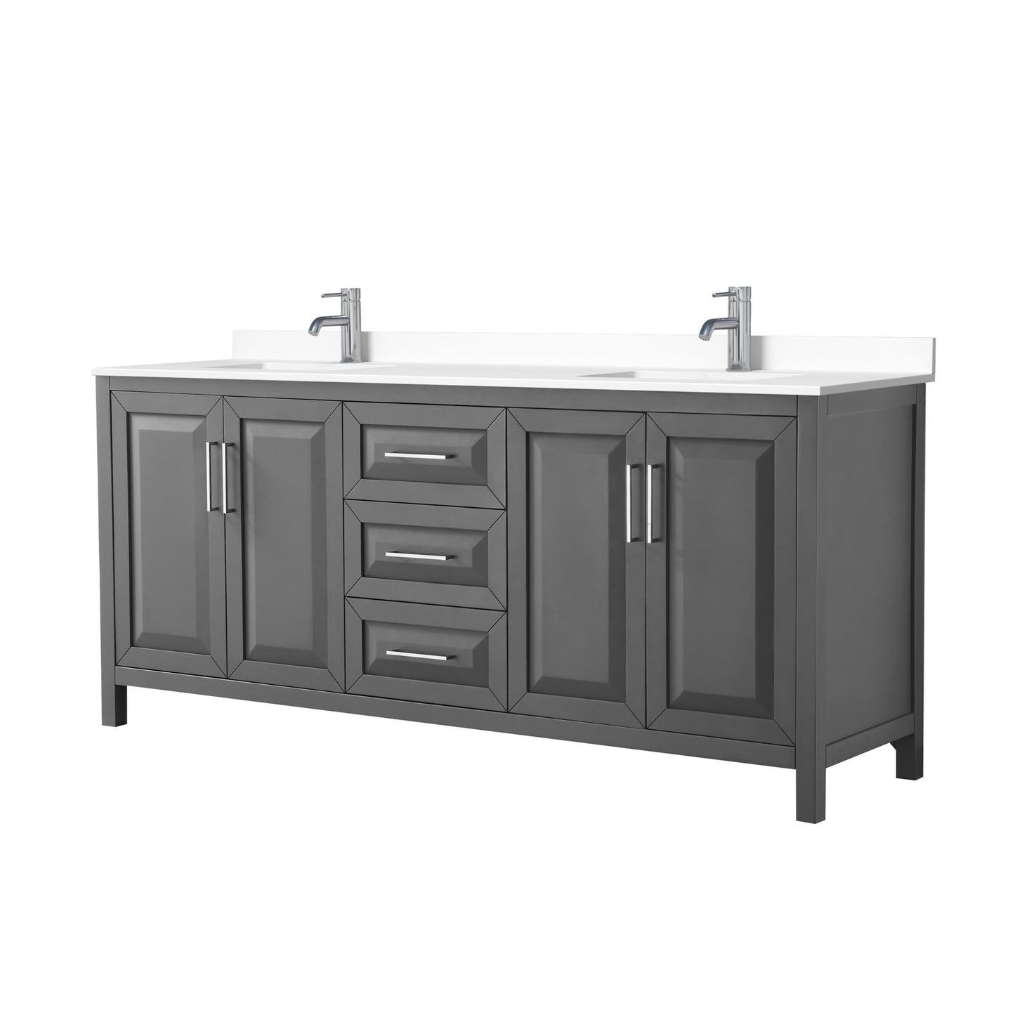 Daria Bathroom Vanity with Countertop 80 inch Double Sink Single hole Faucet Setup