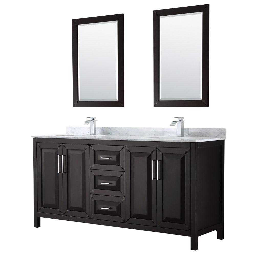Daria Bathroom Vanity with Countertop 72 inch Double Sink Single hole Faucet Setup