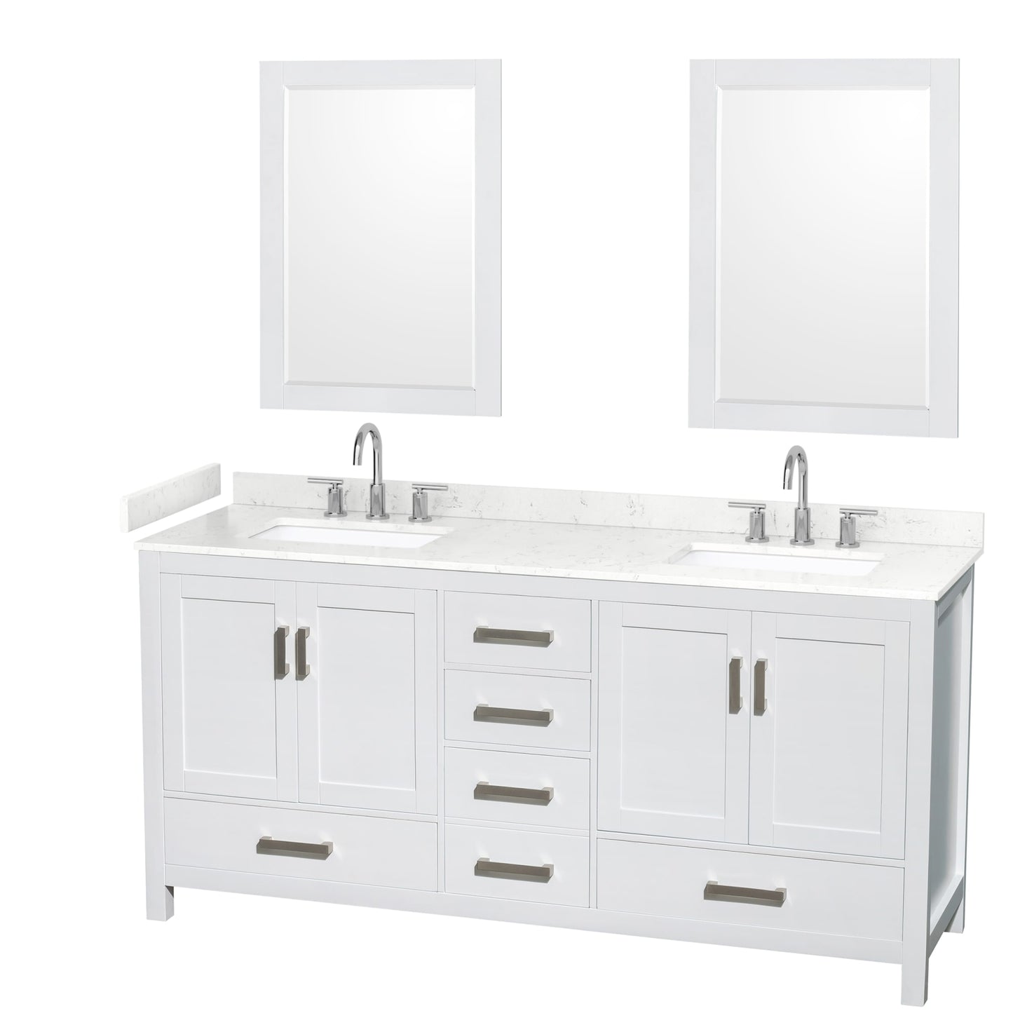 Sheffield Bathroom Vanity with Countertop 72 inch Double Sink 3-hole Faucet Setup