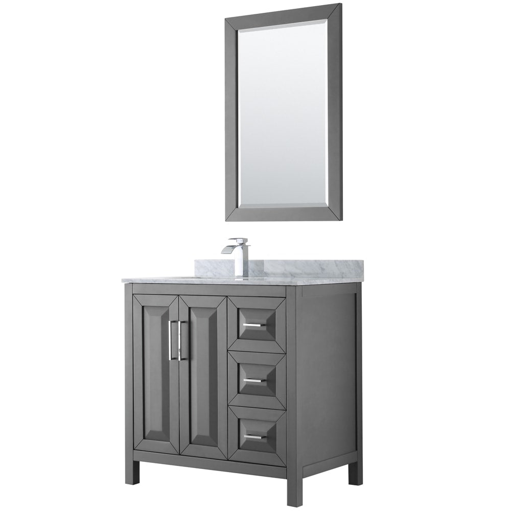 Daria Bathroom Vanity with Countertop 36 inch Single Sink Single hole Faucet Setup