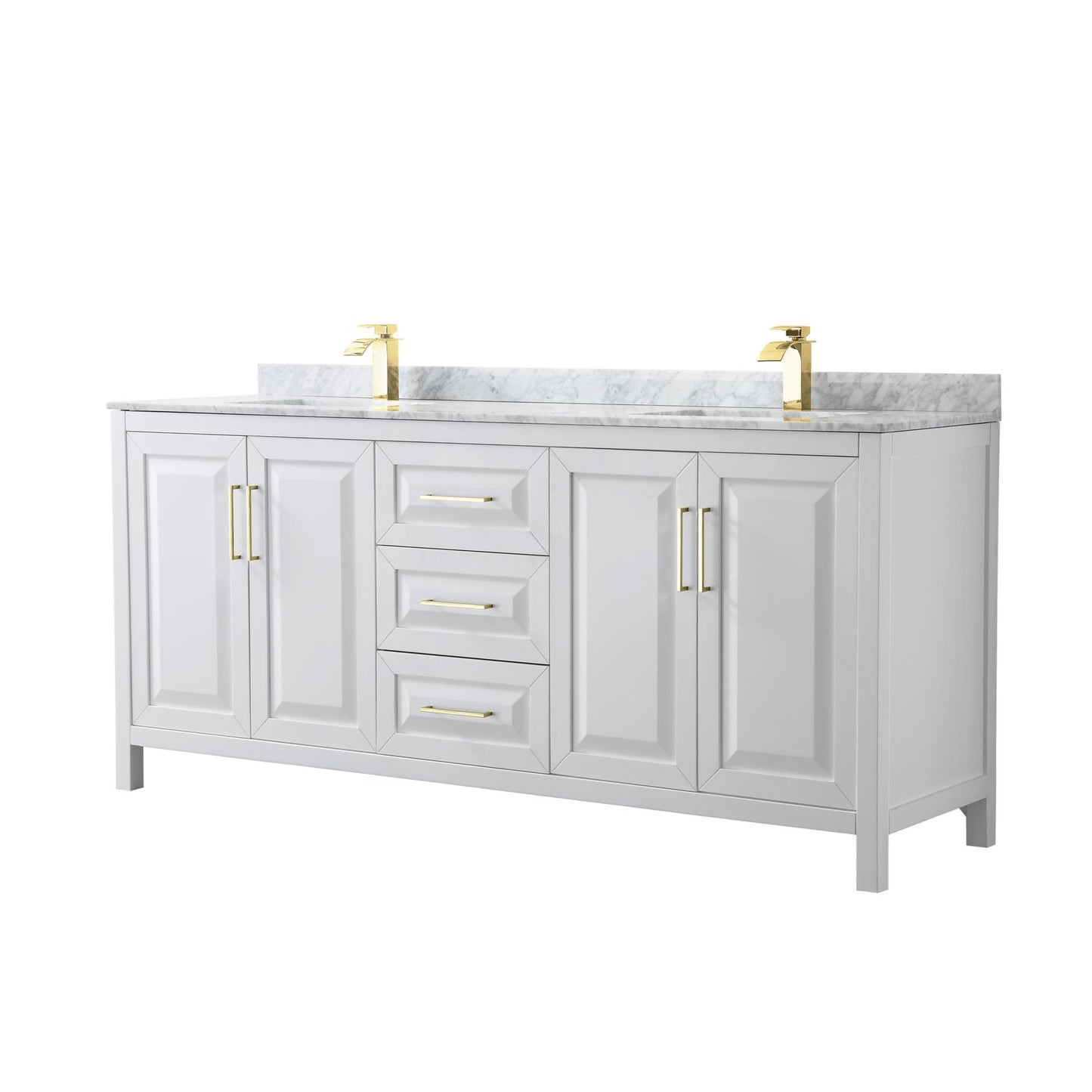 Daria Bathroom Vanity with Countertop 80 inch Double Sink Single hole Faucet Setup