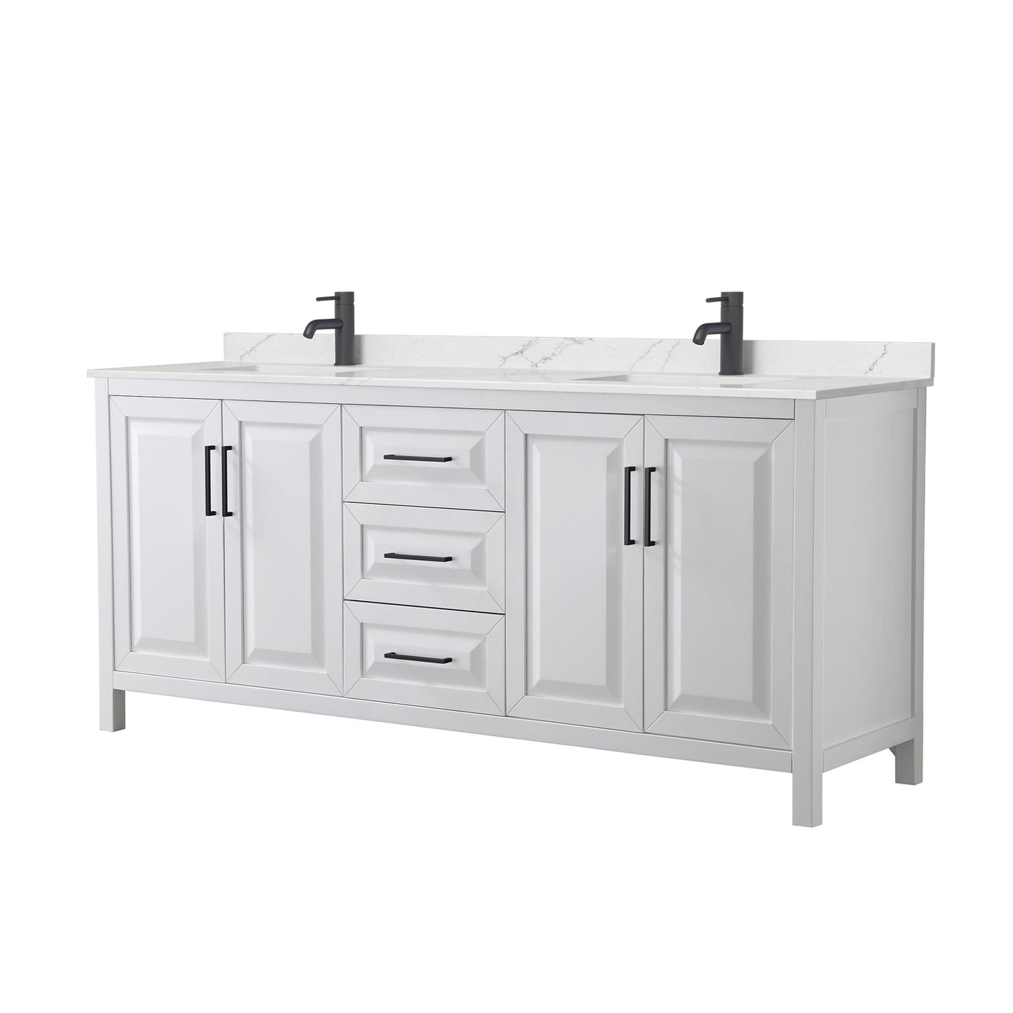 Daria Bathroom Vanity with Countertop 80 inch Double Sink Single hole Faucet Setup