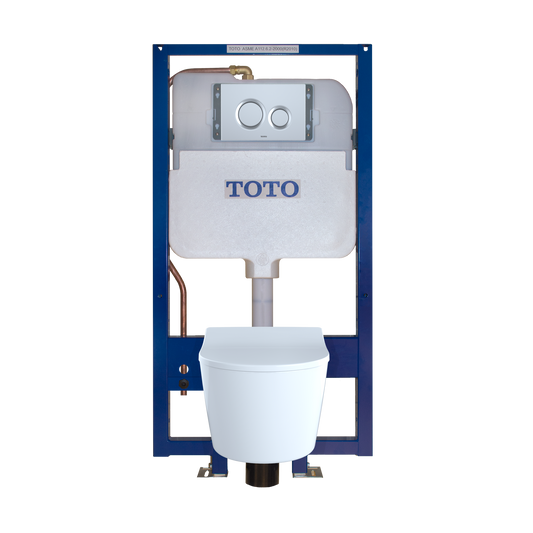 Toto Rp Wall-Hung D-Shape Toilet And Duofit In-Wall 1.28 And 0.9 Gpf Dual-Flush Tank System With Copper Supply