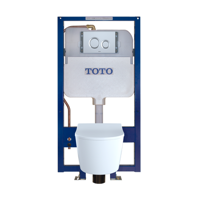Rp Wall-Hung D-Shape Toilet And Duofit In-Wall 1.28 And 0.9 Gpf Dual-Flush Tank System With Copper Supply