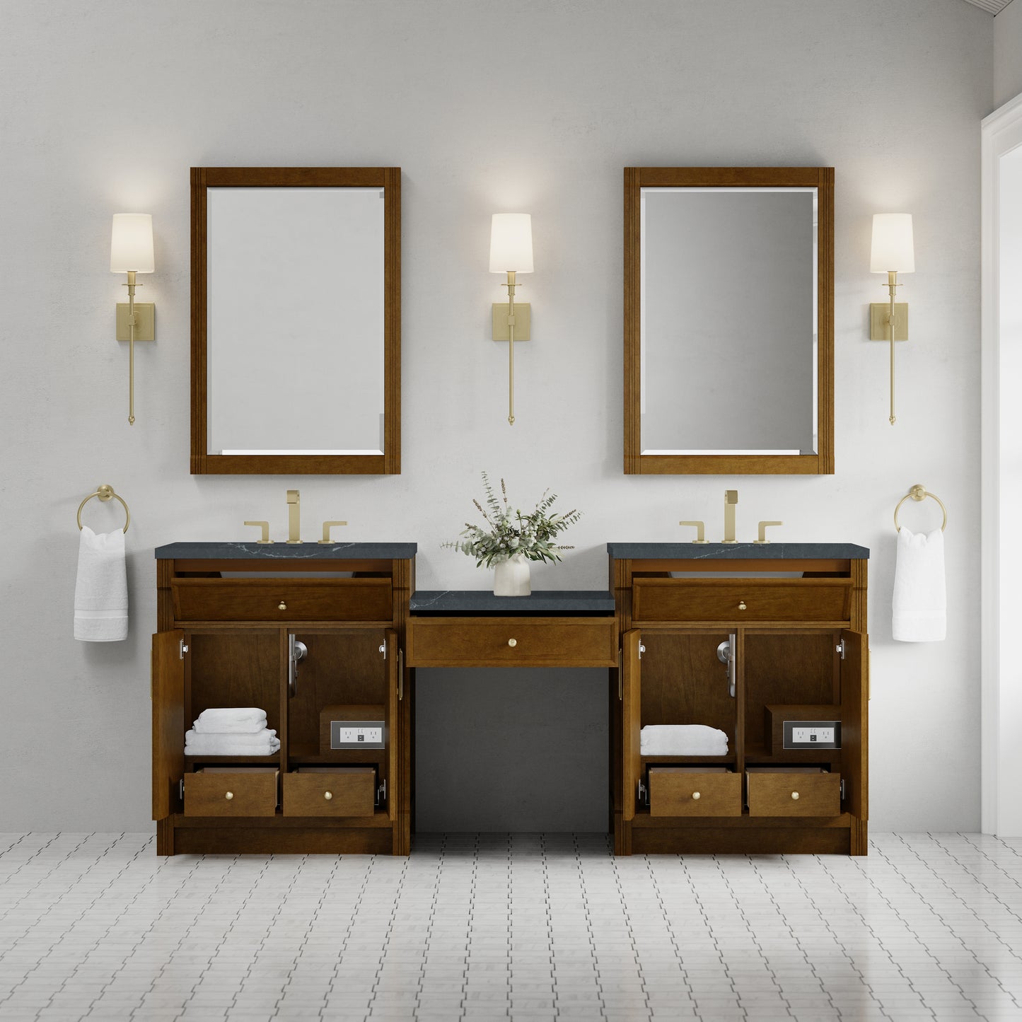 Bellshire 84" Dual Vanity Set with 24" Make-Up Counter
