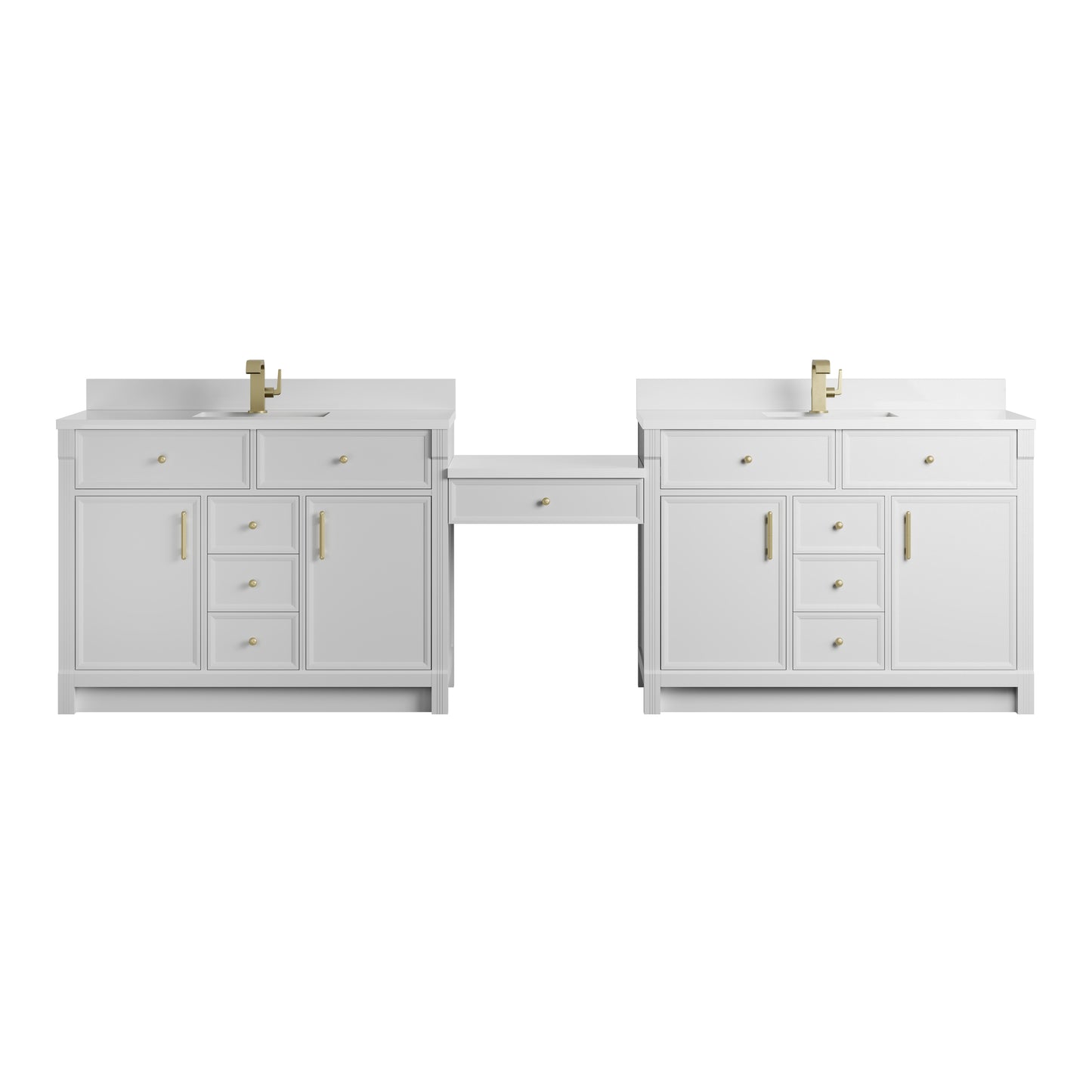 Bellshire 120" Dual Vanity Set with 24" Make-Up Counter