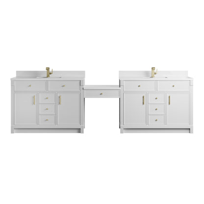 Bellshire 120" Dual Vanity Set with 24" Make-Up Counter