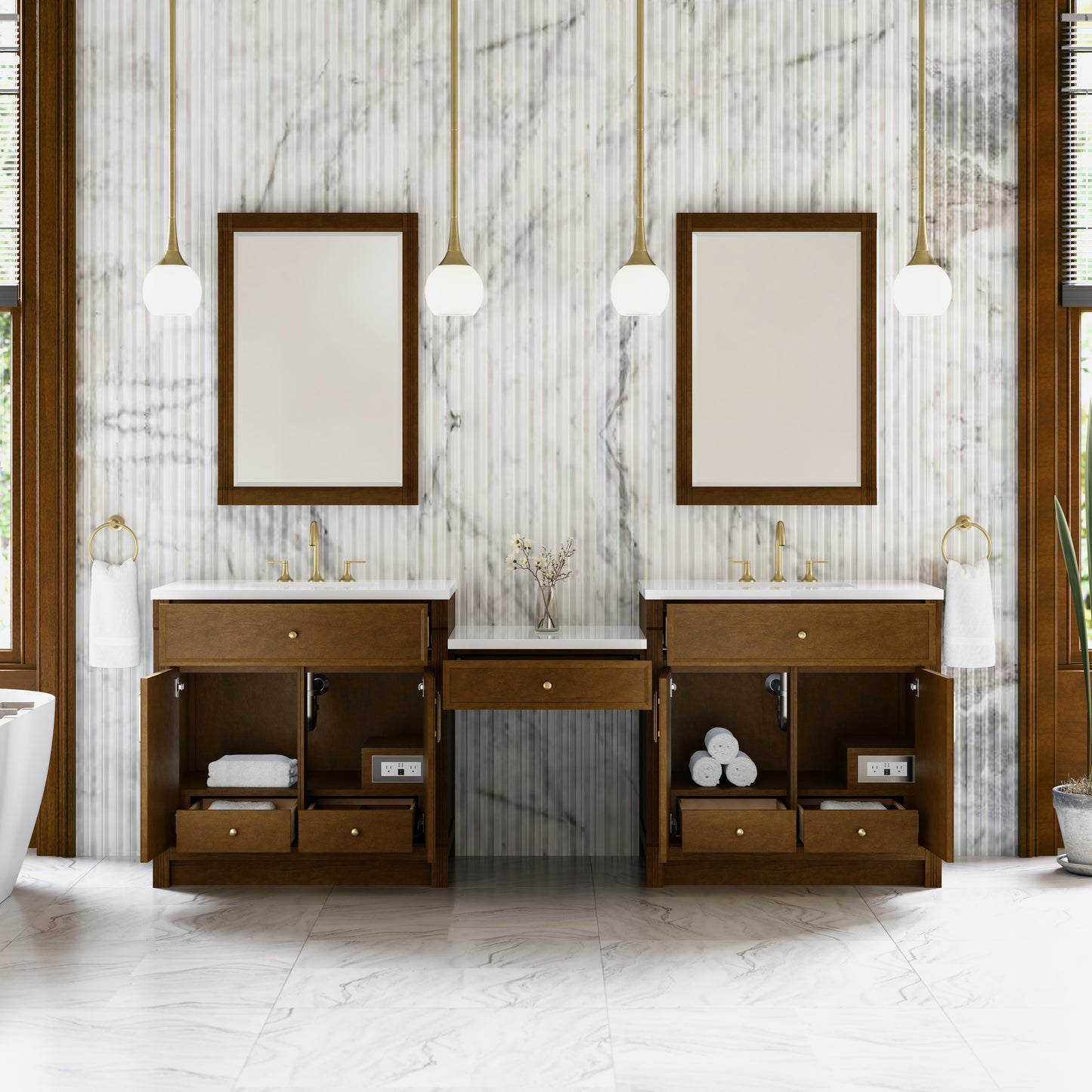Bellshire 96" Dual Vanity Set with 24" Make-Up Counter