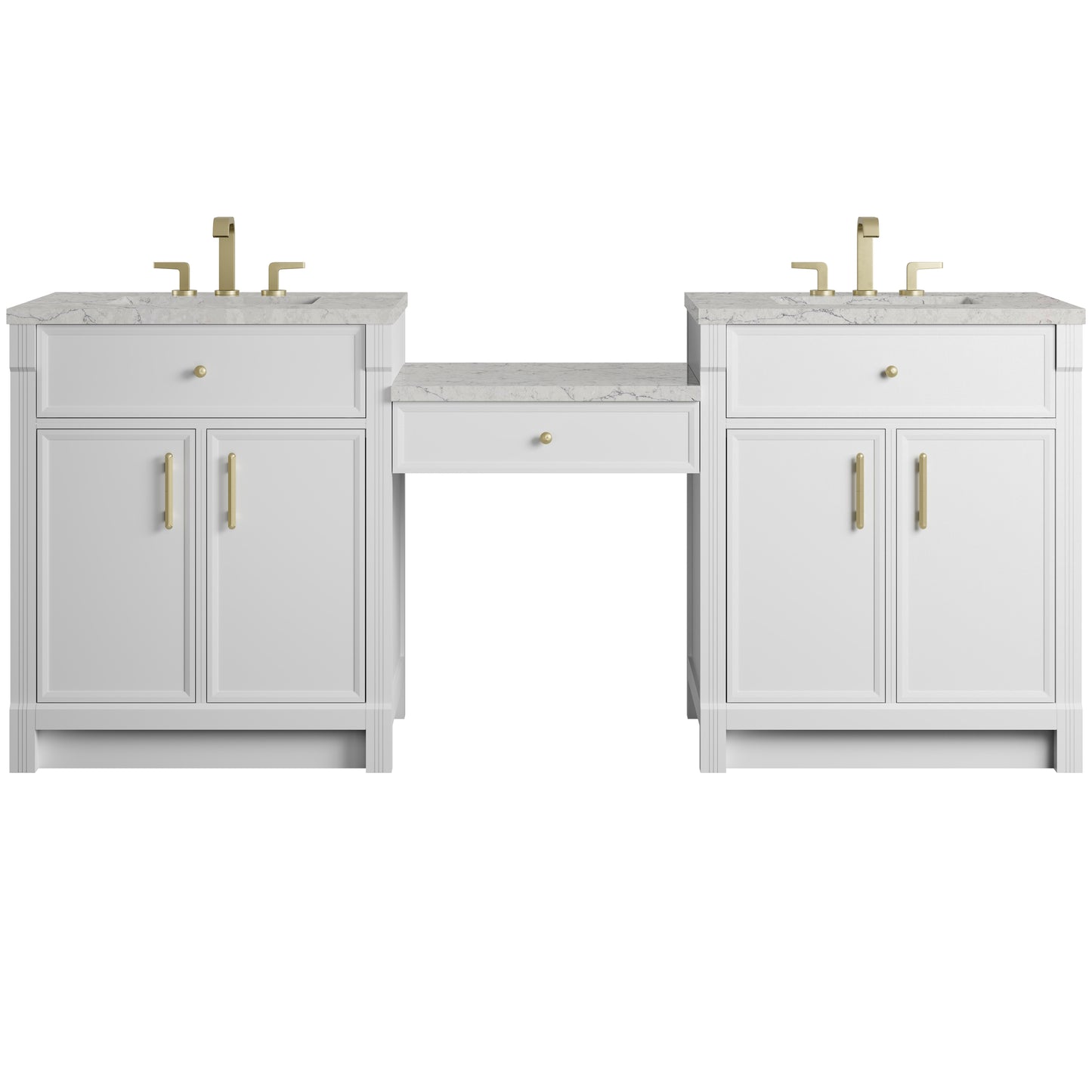 Bellshire 84" Dual Vanity Set with 24" Make-Up Counter