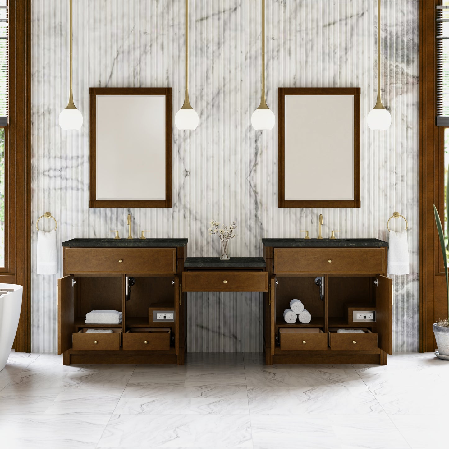 Bellshire 96" Dual Vanity Set with 24" Make-Up Counter