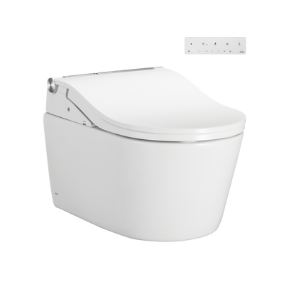Washlet+ Rp Wall-Hung D-Shape Toilet With Rw Bidet Seat And Duofit In-Wall 1.28 And 0.9 Gpf Auto Dual-Flush Tank System