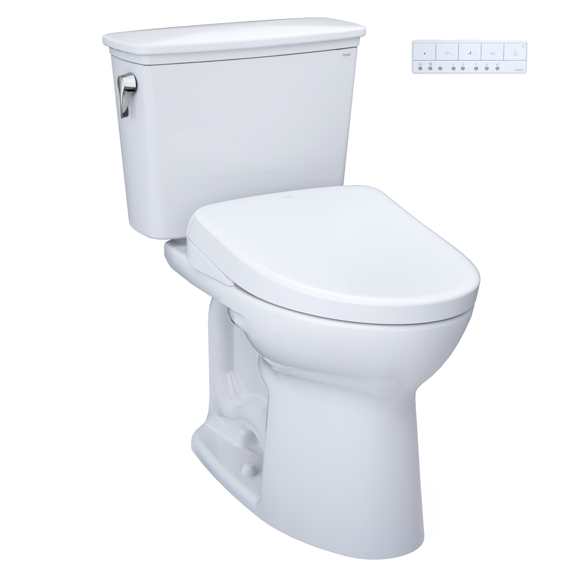 Drake Transitional WASHLET+ Two-Piece Elongated 1.28 GPF Universal Height TORNADO FLUSH Toilet with S7 Contemporary Bidet Seat