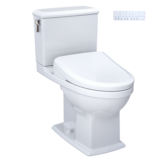 WASHLET+ Connelly Two-Piece Elongated Dual Flush 1.28 and 0.9 GPF Toilet and Classic WASHLET S7 Classic Bidet Seat
