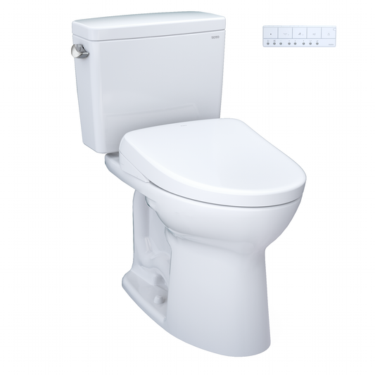 Toto Drake Washlet+ Two-Piece Elongated 1.28 Gpf Universal Height Tornado Flush Toilet With Auto Flush S7 Contemporary Bidet Seat