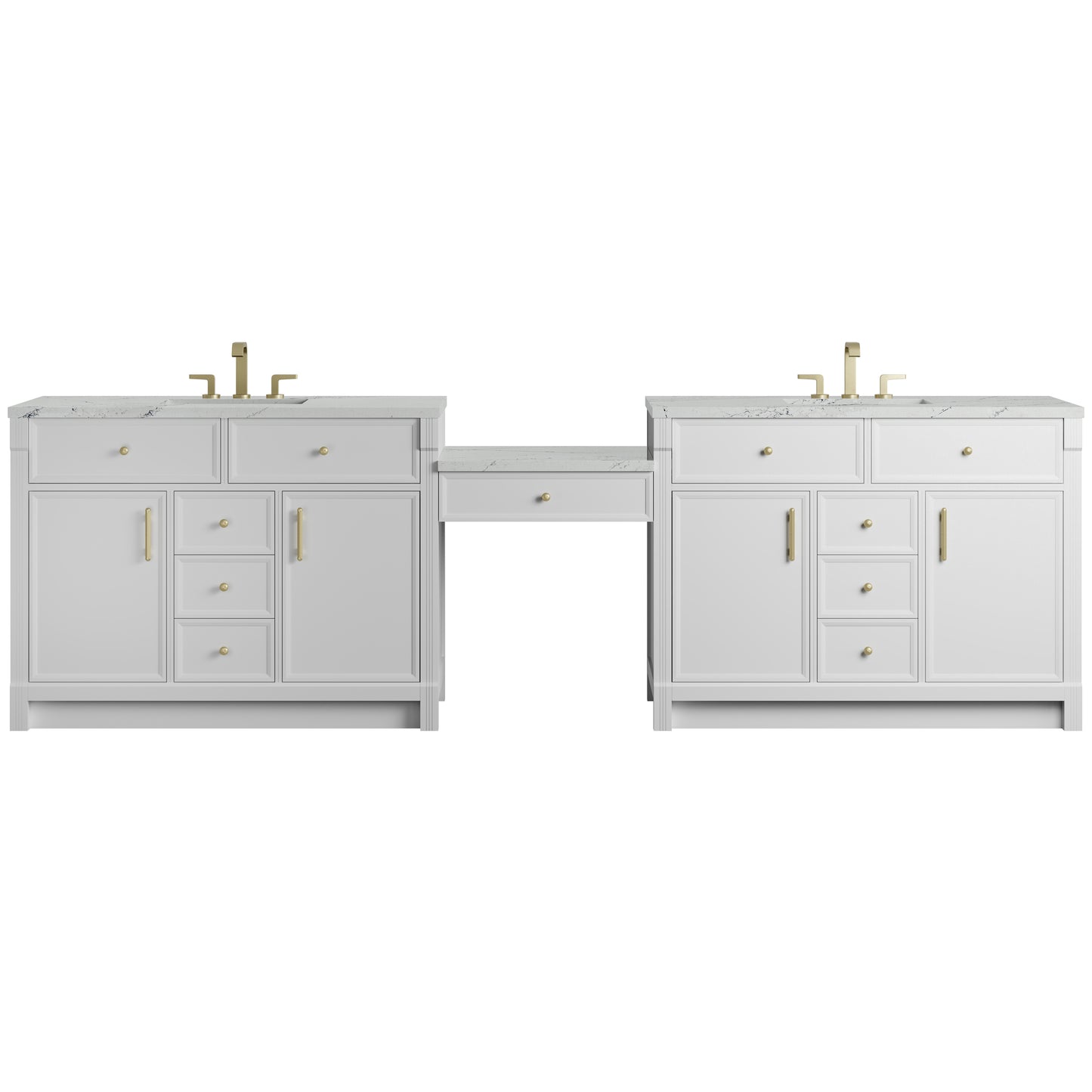 Bellshire 120" Dual Vanity Set with 24" Make-Up Counter